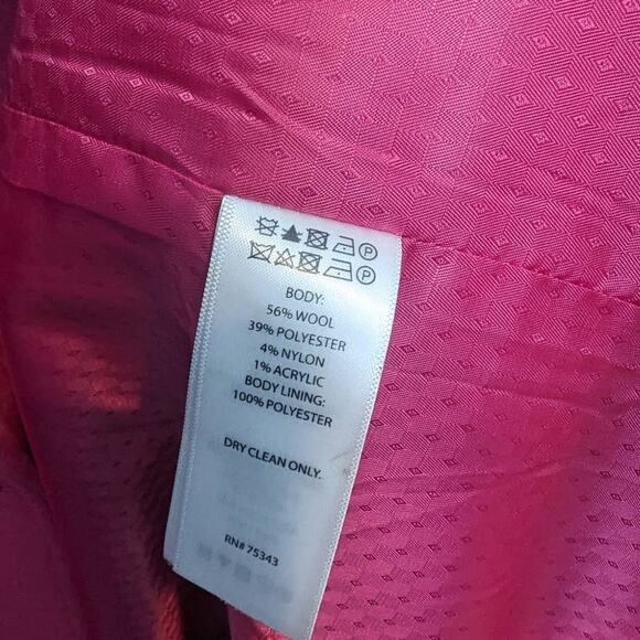 Tahari Coat Womens Size XL Wool Blend Barbiecore Fall Winter Business Casual - Picture 14 of 16